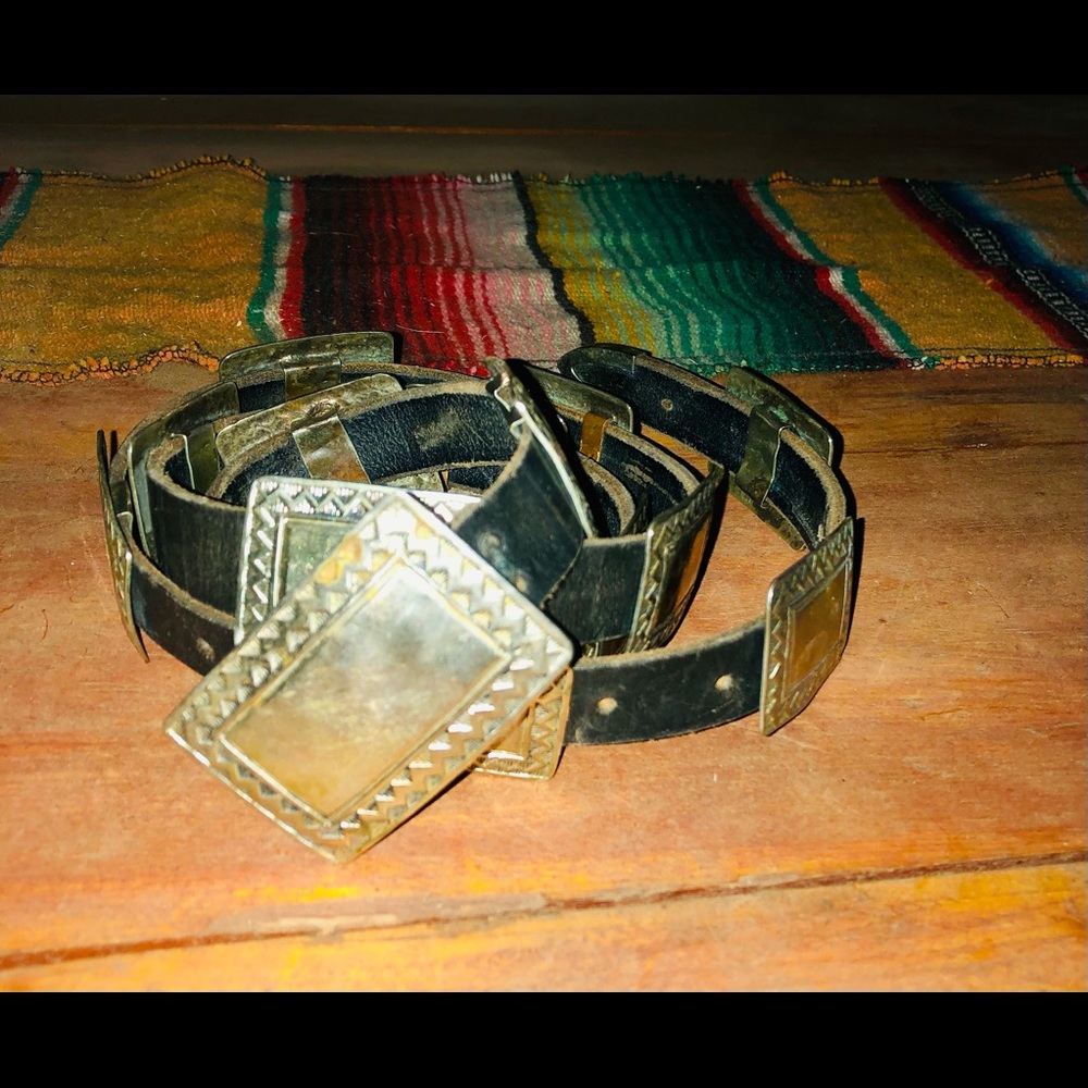 Black & Silver Nickel Square Concho belt